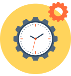 efficient closing title services clock gear graphic