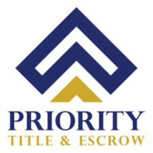 priority title & escrow logo blue and gold